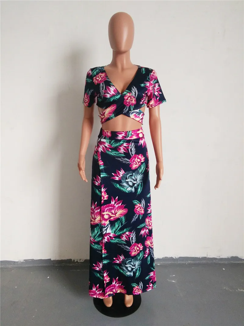 floral print skirt 2 piece set-3