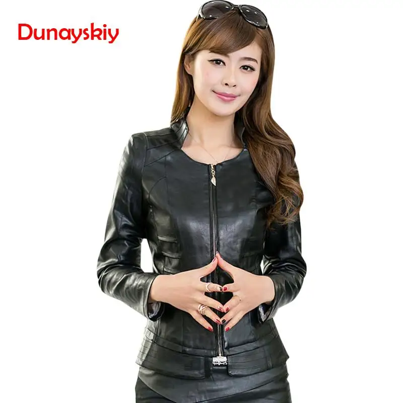 

New Women Spring Autumn Pu Leather Jacket Casual Slim Soft Moto Jacket Biker Faux Leather Jacket Female Streetwear Coat Basic