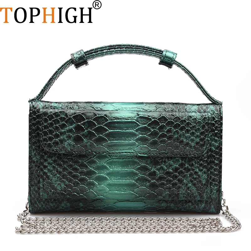 

TOPHIGH Original Fashion Women Snake Clutch Wallets Alligator Genuine Cow Leather Shoulder Bag Long Purse Female Wallet