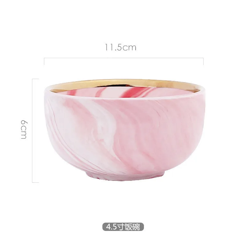1 шт., розовая мраморная керамическая посуда в Пномпене, тарелка, креативная Ins, рисовая салатная тарелка, тарелки для лапши, супа, ложки, наборы посуды - Цвет: a