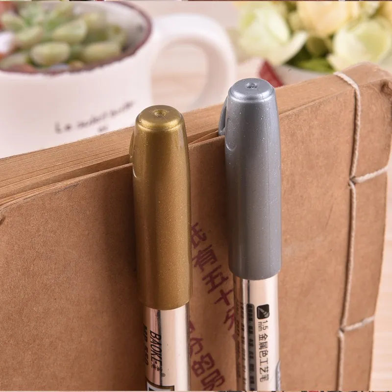 1-X-Metallic-Color-Pen-Diy-Album-Scrapbooking-Invitation-Card-Photo-Marker-Pen-Stationery-Papelaria-School