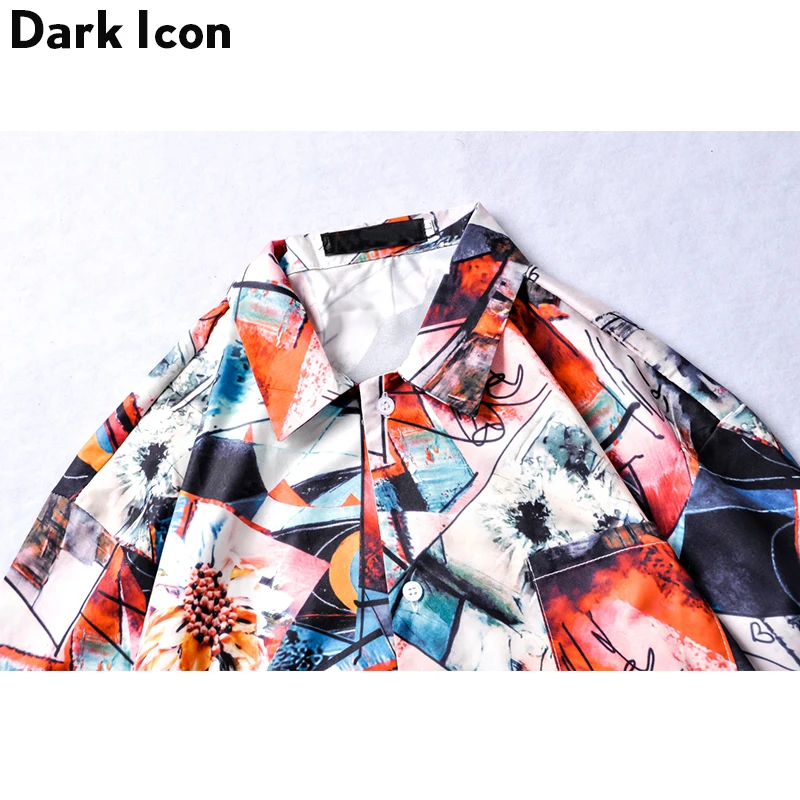 Мужская Уличная рубашка Dark Icon длинная в стиле хип хоп с принтом спереди и сзади