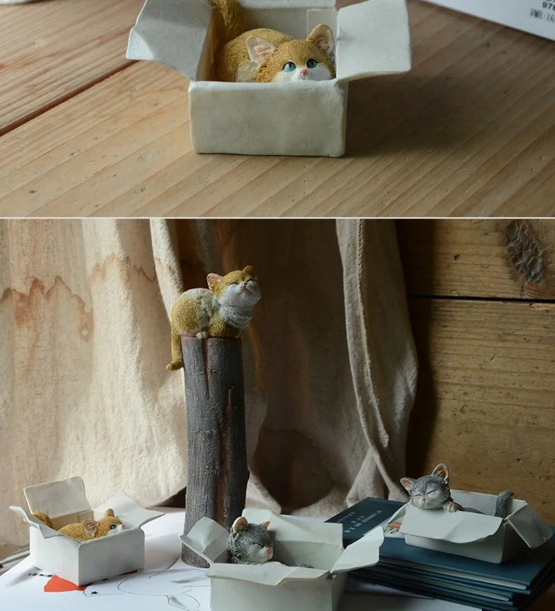 Креативный мини-Кот из смолы, Имитация животных, миниатюрная фигурка, ремесло, сказочный сад, украшение для дома, подарок на Рождество, день рождения