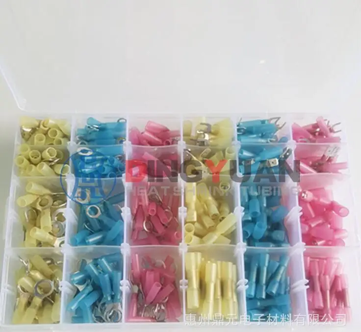 480PCS Insulated Heat Shrink Electrical Connectors assorted Crimp Terminals Ring Butt Kit Red Yellow Blue