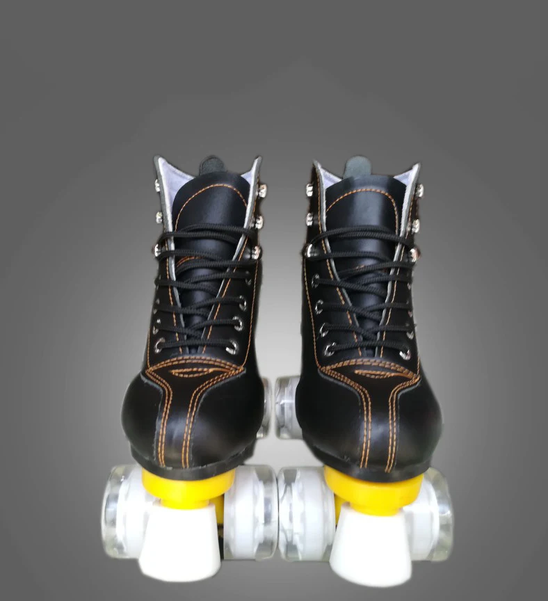 Новые двухрядные роликовые коньки для взрослых, четырехколесные коньки для взрослых мужчин и wo мужчин, уличные коньки, обувь - Цвет: Черный