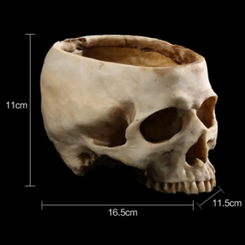 Смола человеческий череп модель цветочный горшок блестящие фрукты тарелка контейнер для хранения
