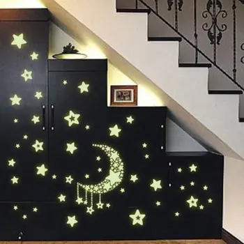 

Hot 2018 New Star Moon Planet Glow In The Dark Luminous Fluorescent Wall Stickers Kids Room Decor Bedroom Decal Decor