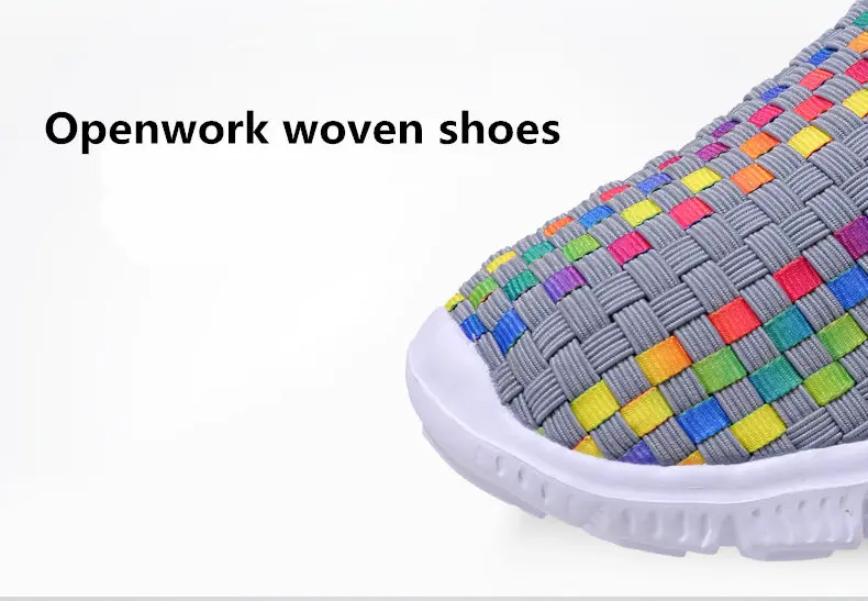Big Size 35-44 Yards Woven Mesh Women Shoes Round Head Breathable Soft Flats Slip-On Footwear Lightweight Outdoor Casual Shoes (2)