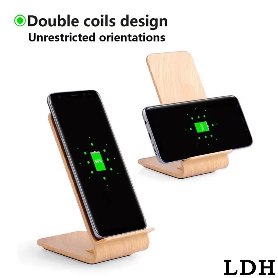 10w Qi fast Wireless Charger desktop Charging Pad For Samsung Galaxy S8 S8 Plus S7 edge S6 S6 edge Note 5 Light-colored wood