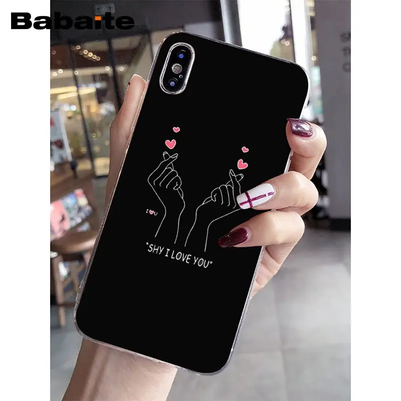 Babaite EXO kpop Сердце черный белый рисунок ТПУ Прозрачный чехол для телефона чехол для iPhone 5 5Sx 6 7 7plus 8 8Plus X XS MAX XR