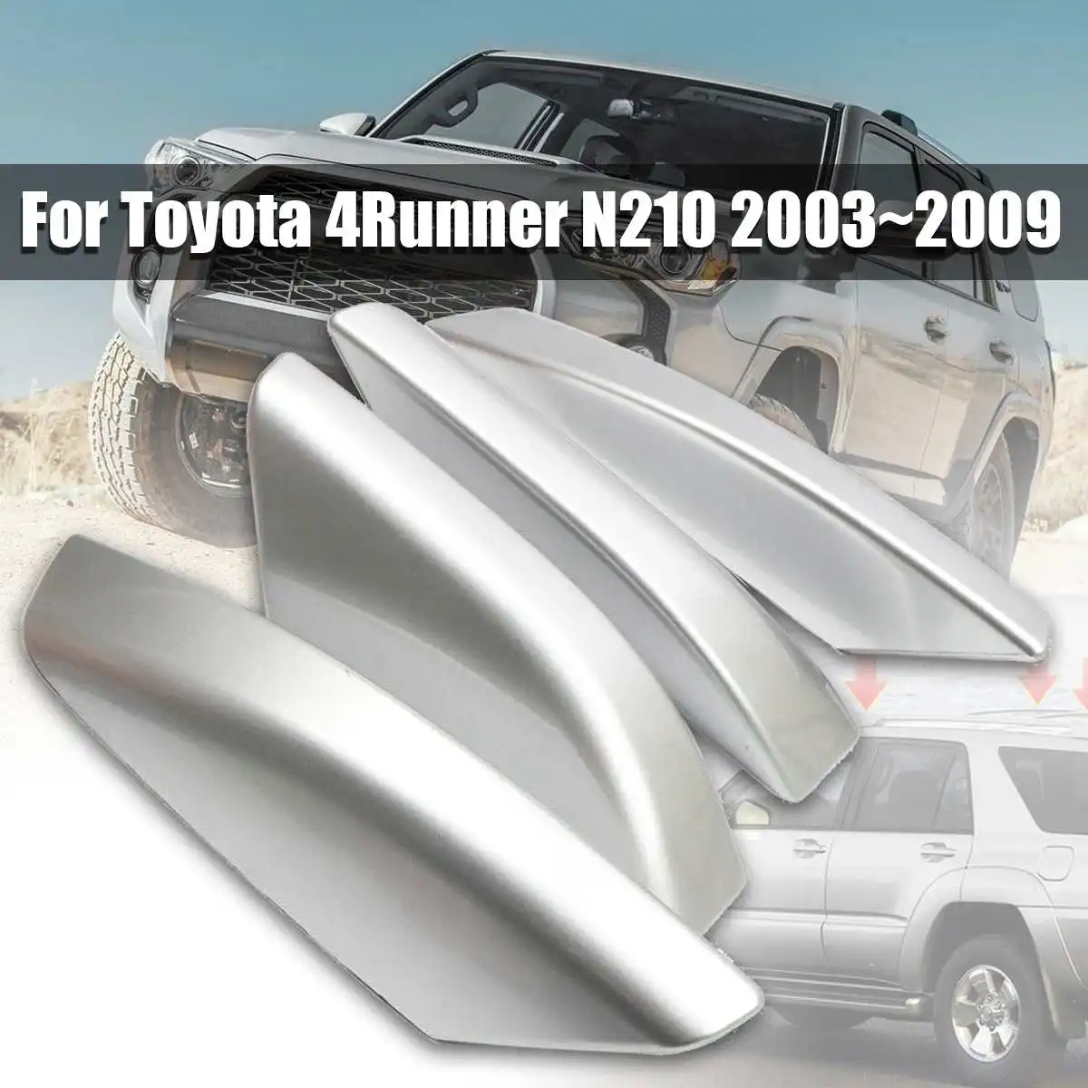 

4PCS Silver ABS Plastic Roof Rack Bar Rail End Replacement Cover Shell For Toyota 4Runner N210 2003~2009