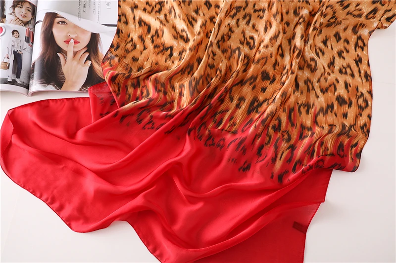 2019 дизайнер леопардовым принтом шелковый шарф для женщин летние шали и обертывания леди пашмины шарф хиджаб шарфы Роковая женщина hiver