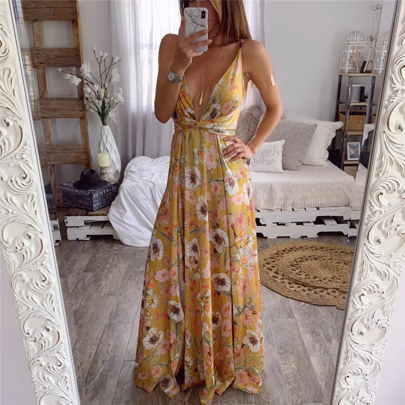 Boho Dress Strappy Sexy Summer Women Deep V-neck Long Maxi Dresses Woman Party Night Beach Dresses Vestidos Summer Long Dress Boho Dress Strappy Sexy Summer Women Deep V-neck Long Maxi Dresses Woman Party Night Beach Dresses Vestidos Summer Long Dress