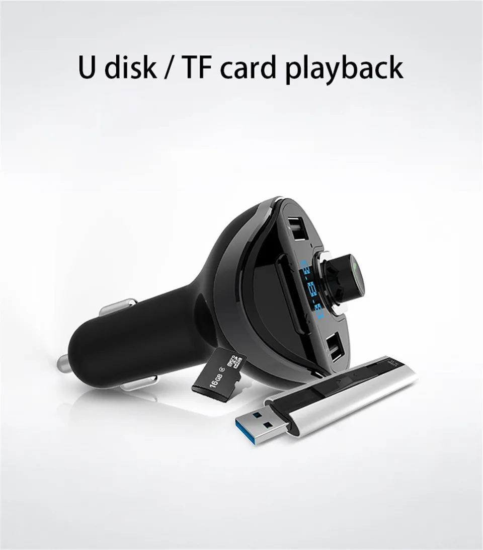 Audio MP3 Player Car Bluetooth FM Transmitter Wireless Modulator Bluetooth Car Kit Handsfree Speakerphone TF Slot 2 USB Ports (4)