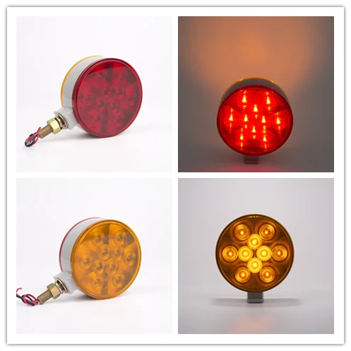 

2X LED red amber 12v 24v Pedestal lights warning lamp Mount Fender Double Face Lamps for Truck Trailer Lorry school bus