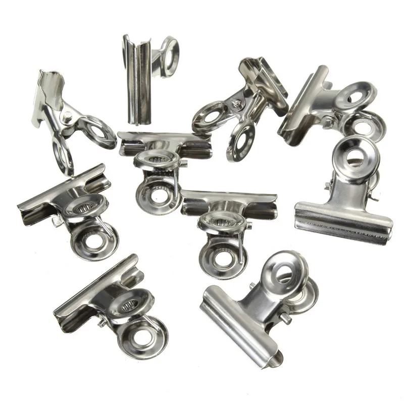 

Kicute 10pcs Mini Bulldog Clips Stainless Steel Silver Metal Paper Letter Ticket Receipt Binder Grip Clips Clamp Office Supplies