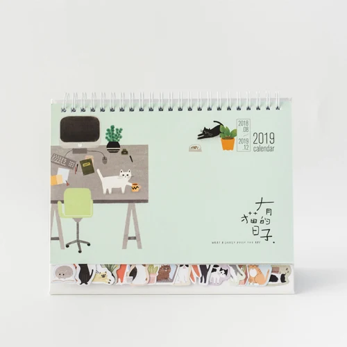 Календарь планировщик, настольный календарь для школы, настольный календарь День рождения напоминание книга кавайи календарь Кот 17,2*18,2 см - Цвет: 2