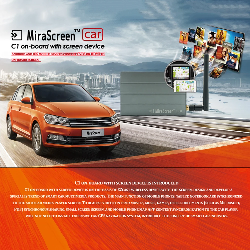 miracast dlna airplay cvbs exibição multimídia carro