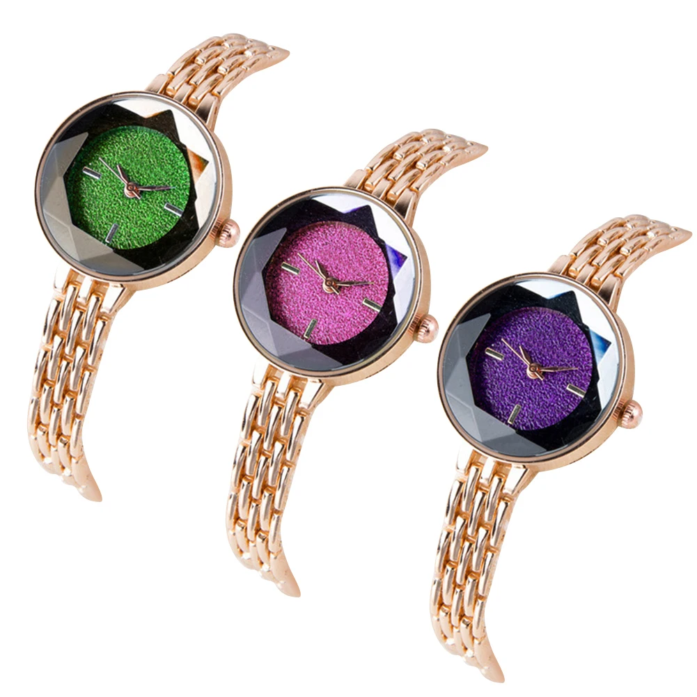 

Fashion Women Round Shimmer Dial Thin Band Analog Quartz Bracelet Wrist Watch