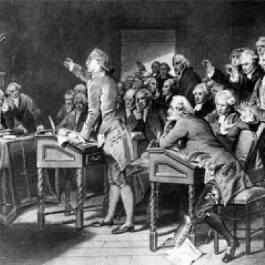 Patrick Henry delivering speech before The Virginia Assembly  known by words of