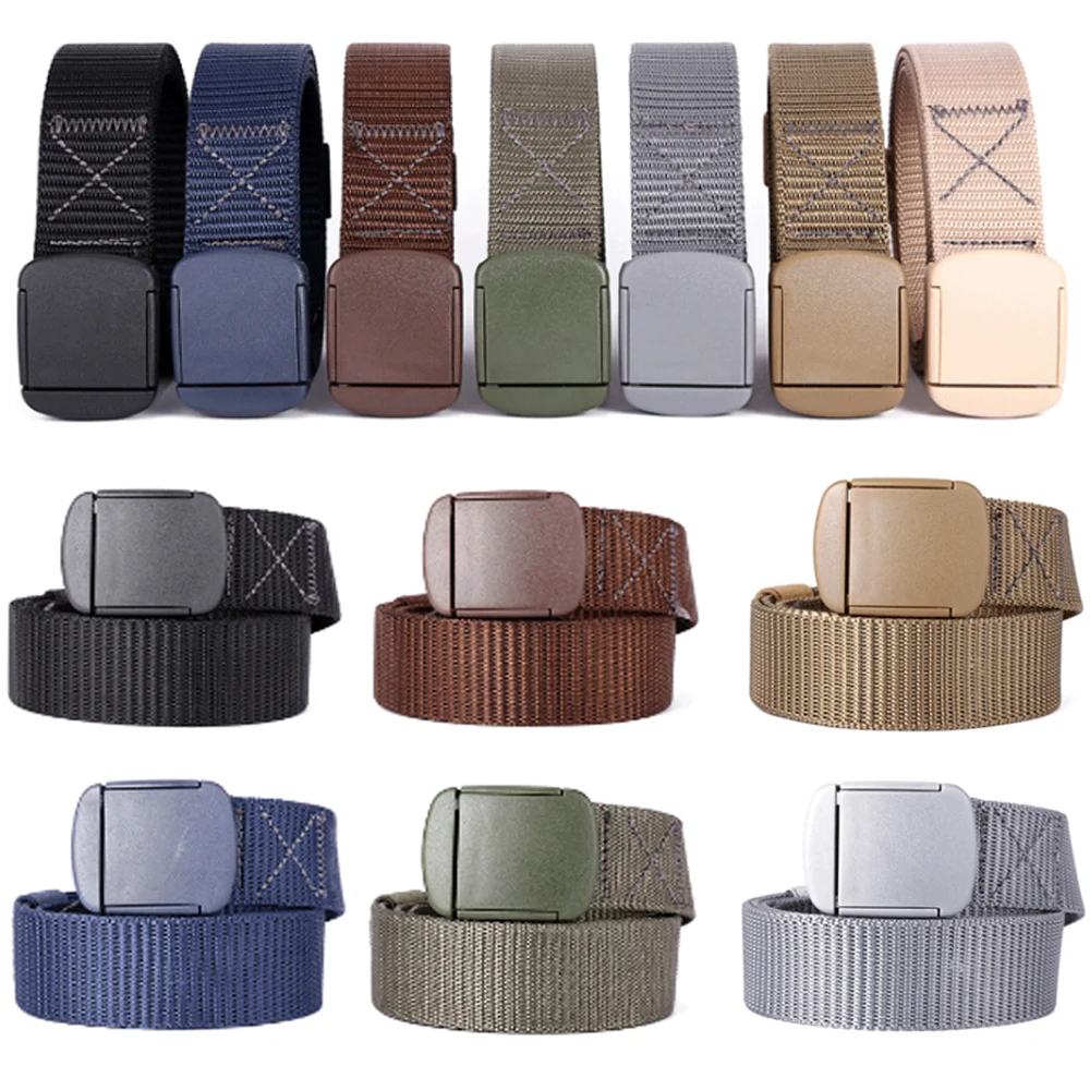 

Men Tactical Belts Solid Color Nylon Outdoor Sport Waistband Plastic Buckle Belt BLTRD0014