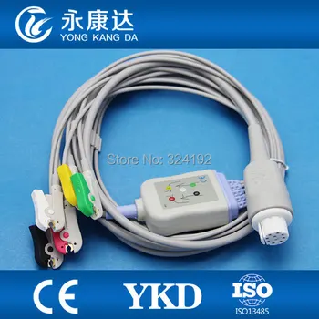 

2pcs/pack Datex AS/3, AS/3 Compact One Piece ECG Cable with 5 Leadwires,Clip,IEC,CE Verified
