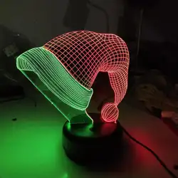 Рождественская шапка 3d Визуальный ночник Творческий семь Цвет Touch зарядки Usb Led светодиодные стерео лампы подарок 3d лампа