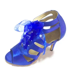 Оптовые Синяя атласная танцевальная обувь Salsa танец Ceroc Танго обувь