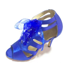 Free Shipping Wholesale Blue Satin Latin Dance Shoes SALSA Dance Ceroc Tango Shoes