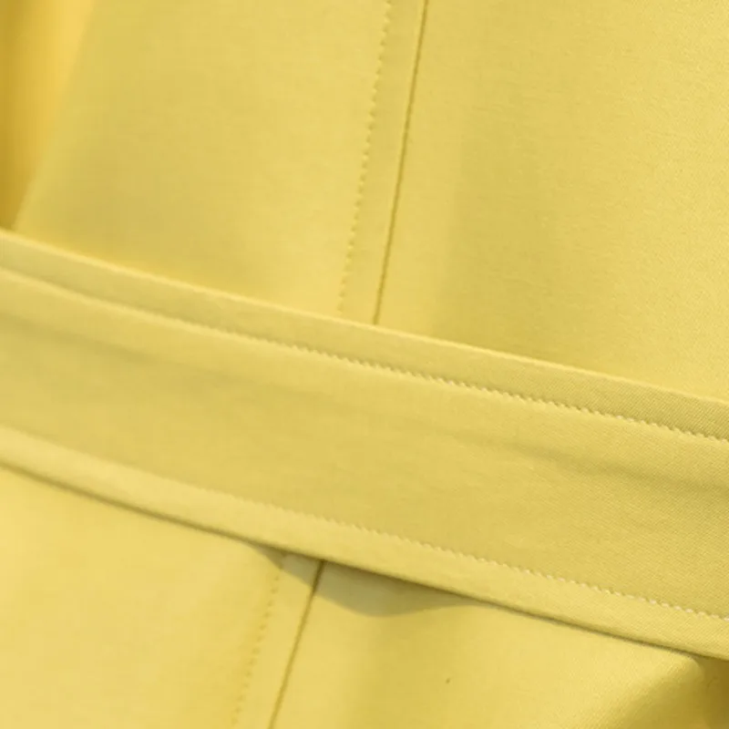 Женская ветровка желтого цвета, высокое качество, двубортная, с поясом, Casaco Feminino, новинка, вечерние женские пальто, осень
