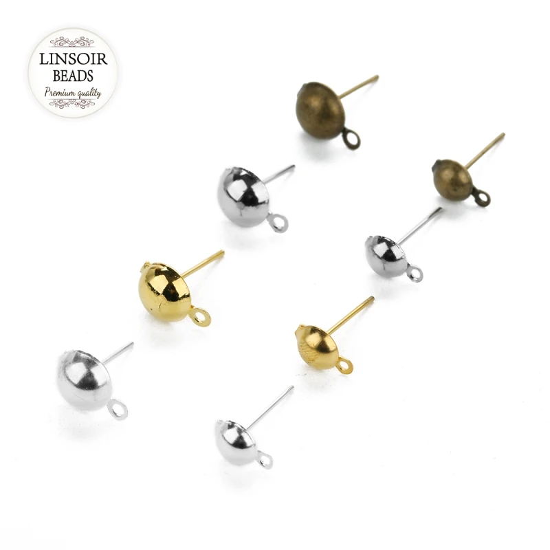 

Wholesale 50Pcs/lot 6mm 8mm Earring Post Pin Stud With Loop Earrings DIY Jewelry Making Findings Accessory