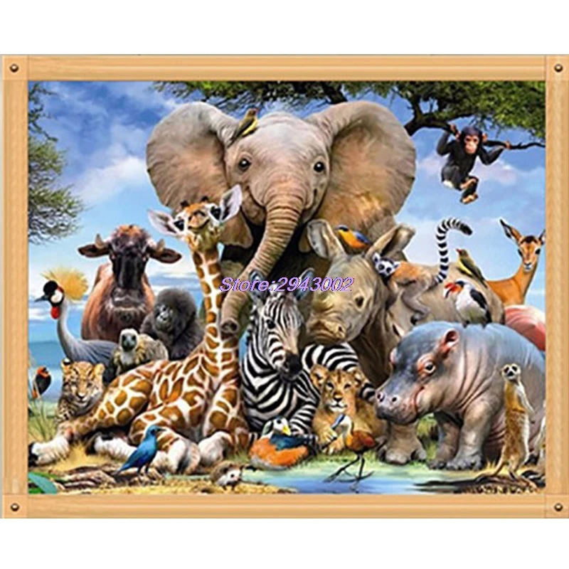 

Animals Worlds Cross-stitch 5D Diamond Embroidery Kits Set DIY Cross Stitch Needlework Sets Embroidery Kits Painting