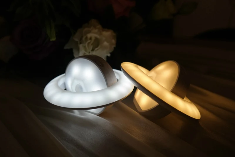 UFO Shape Motion Sensor Child Night Light 360 Degree Rotating Lamp Wall Hallway Closet Bedroom Battery Powered LED Night Light (1)