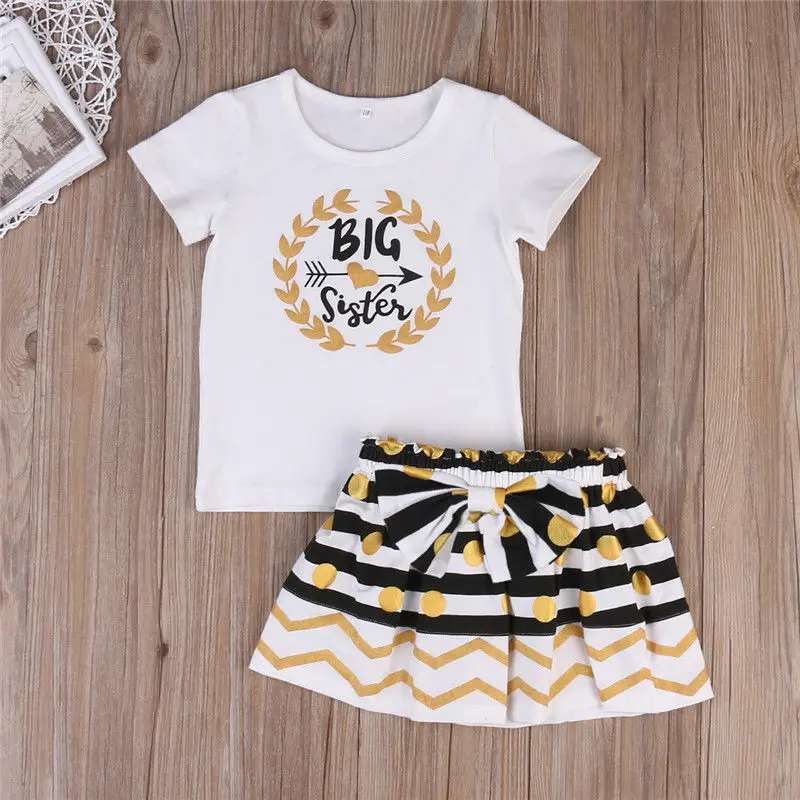 Одежда для малышей маленьких девочек комплект Big Sister Little комбинезон платье