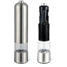 1 шт. прочный Нержавеющая сталь Электрический соль и перец Шлифовальные станки с легким Портативный Электрический соль травы специи перец Дробилки