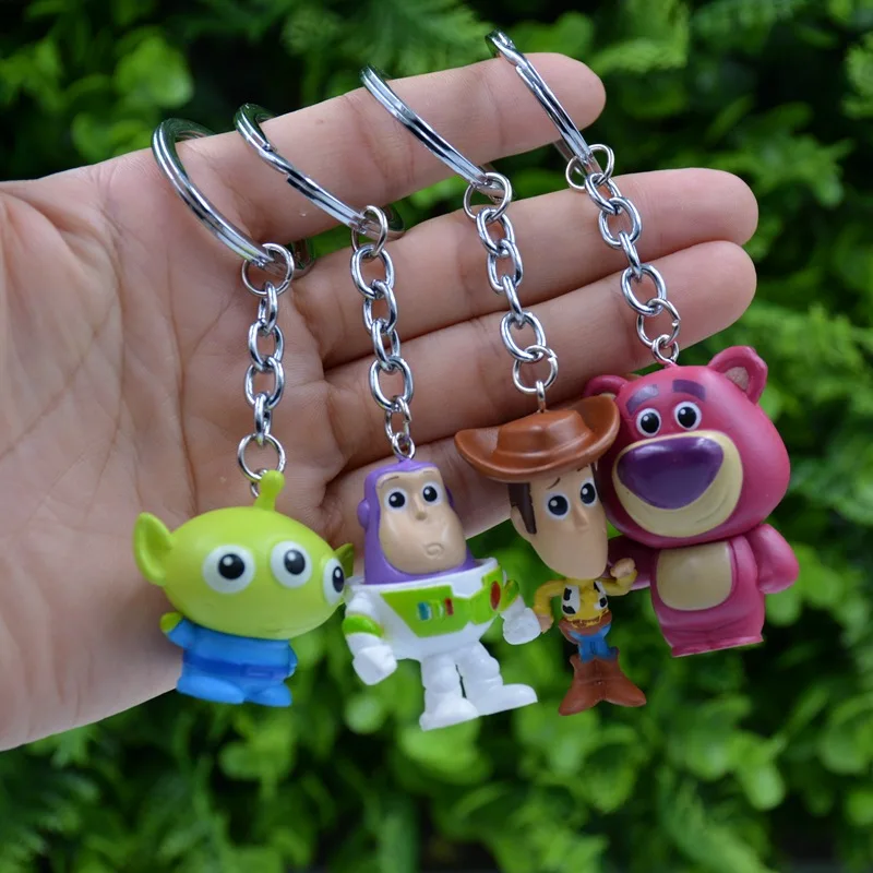 

New Movie TS4 Forky Keychain Key Ring Woody Aliens Strawberry Buzz Lightyear Figure Toy Doll Kids Gift Bag Accessories
