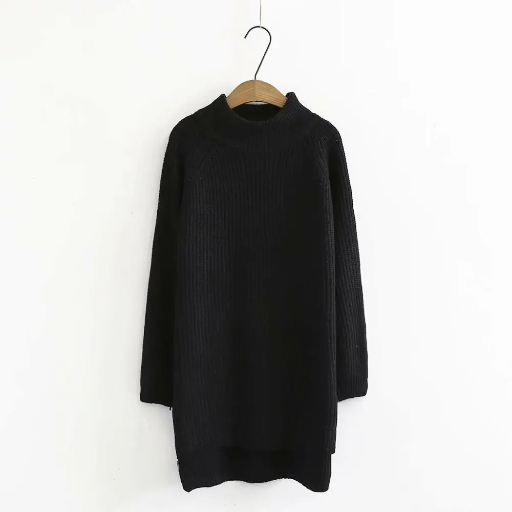 Sweater Women Solid Casual Loose Long Sleeve Pullovers Knitted Autumn Winter Spring Turtleneck Long Sweater KKFY2770