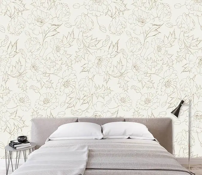 

[Self-Adhesive] 3D White Line Flower Pattern 17 Wall Paper mural Wall Print Decal Wall Murals