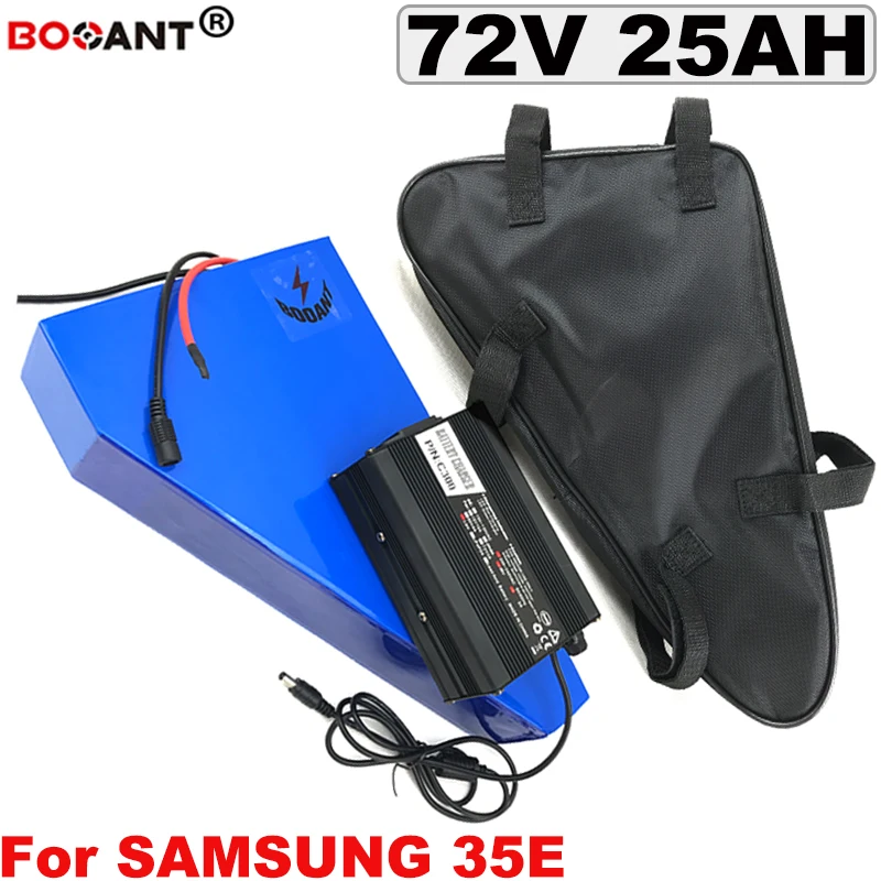 

72V 25AH triangle Lithium Battery pack for Samsung 35E 18650 rechargeable electric bicycle battery 20S 7P 72V 3000w +5A Charger