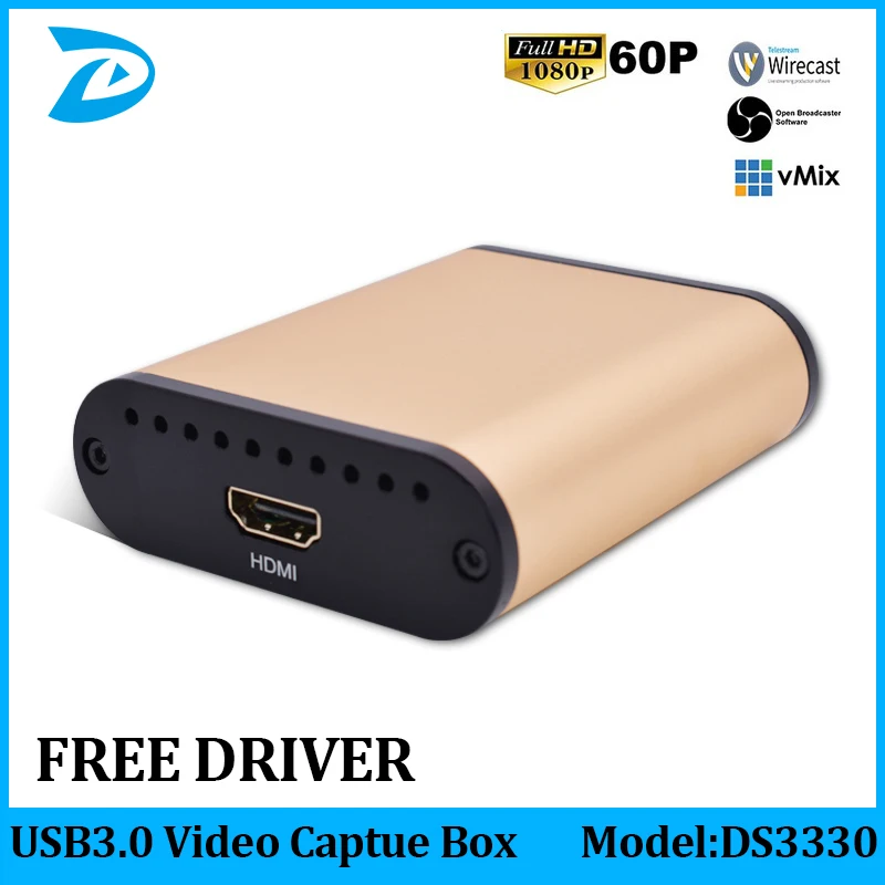 

USB3.0 60FPS HDMI VIDEO CAPTURE Dongle Game Live Stream Broadcast 1080P, Drive-Free Card Box with Windows Linux OS UVC