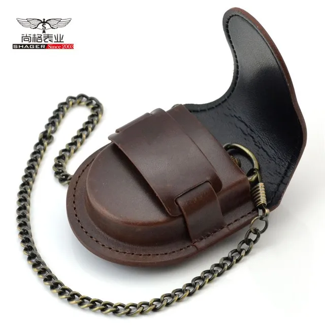 Fashion Male Back Brown Cover Vintage Classic Pocketed Watch Box Holder Storage Fashion Male Back Brown Cover Vintage Classic Pocketed Watch Box Holder Storage