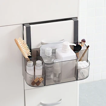 

Plastic bathroom shelves wall hanging cosmetics storage rack kitchen Cabinet rack free punching finishing boxes wx8081839