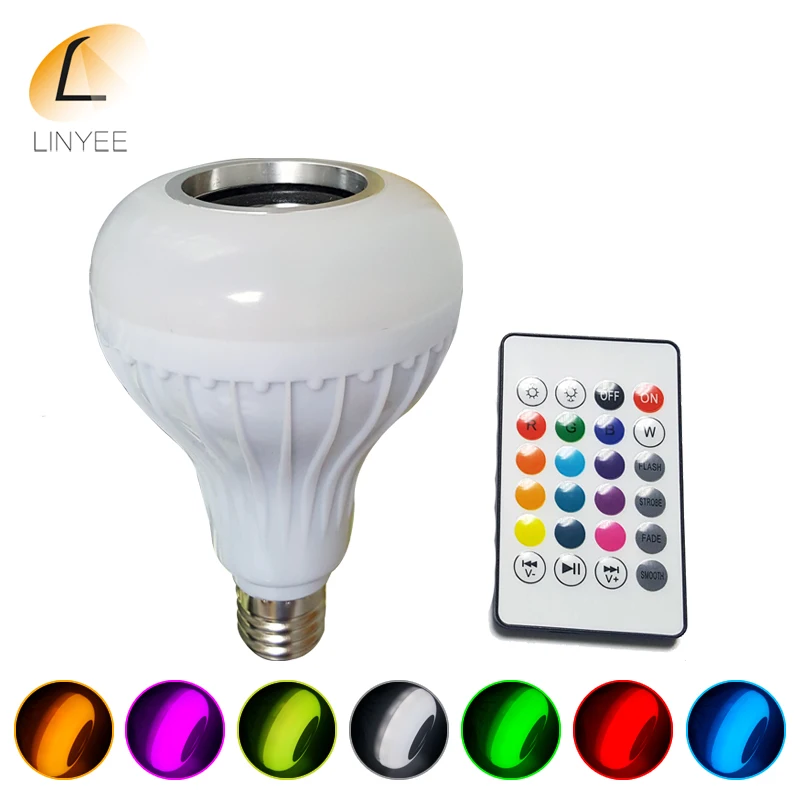Умная Беспроводная лампа E27 RGB RGBW с Bluetooth динамиком 12 Вт светодиодная регулируемой