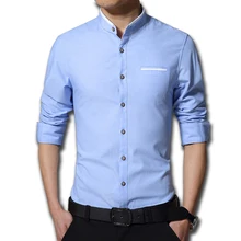 Летняя приталенная Мужская рубашка с коротким рукавом Camisa s m an Darin воротник рубашки высокого качества Homme хлопковые топы на пуговицах s m XL70B0107