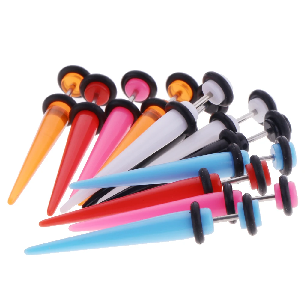 6 Pairs Assorted Acrylic Fake Tapers Earrings Set Stainless Steel Stud Illusion Cheater Faux Gauges Jewelry | Украшения и