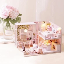 Розовый стиль принцессы DIY Кукольный дом 3D Деревянный Miniaturas кукольный домик игрушки для детей подарки на день рождения деревянный Juguetes Brinquedos