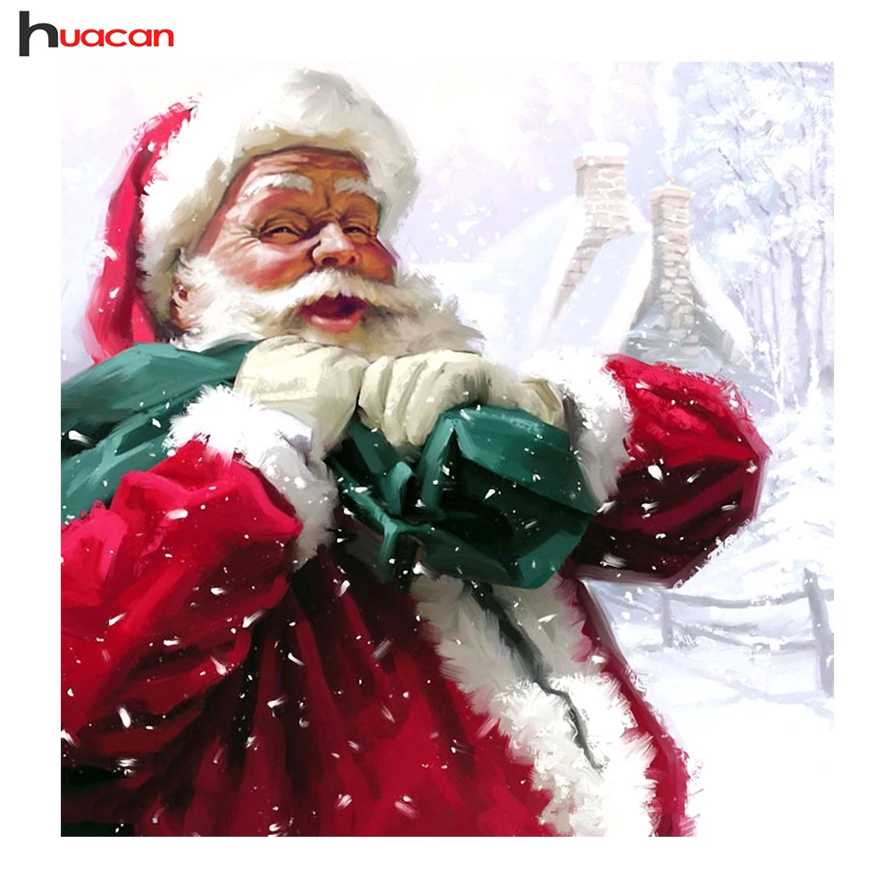 

Huacan Diamond Embroidery Portrait Needlework Embroidery Diamond Painting Santa Claus Rhinestone Home Decor For Christmas