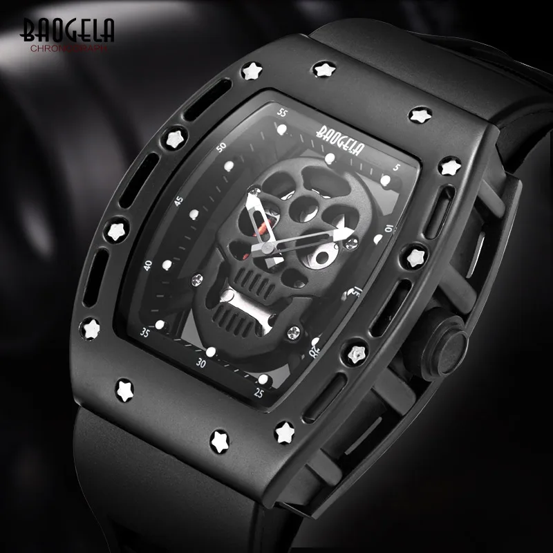 

Baogela 2019 New Arrival Pirate Skull Style Quartz Men Watches Military Silicone Brand Sports Watch Waterproof Relogio Masculino