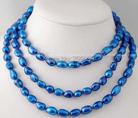 

huij 004177 freshwater pearl deep blue baroque necklace