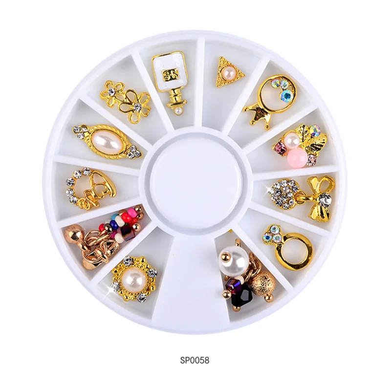 1 عجلة 3D سحر سبيكة الراين مسمار الفن زينة زجاجة عطر القوس الزهور مثلث DIY مجوهرات أظافر لوازم